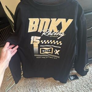 Kids Black Racing Long Sleeve Shirt